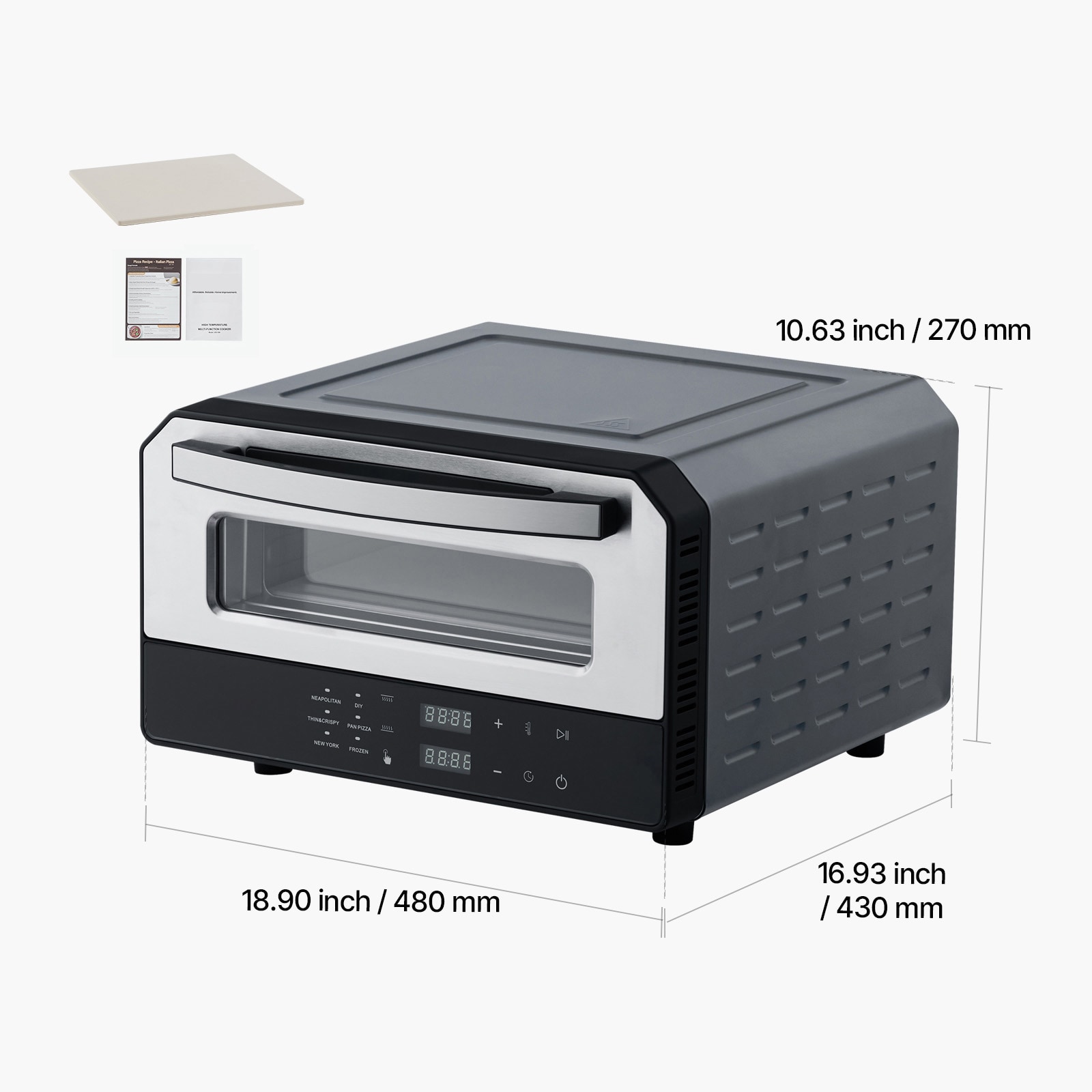 12 Inch Electric Pizza Oven With Pizza Stone 750℉ Max Temp Pizza Maker_voghion.com